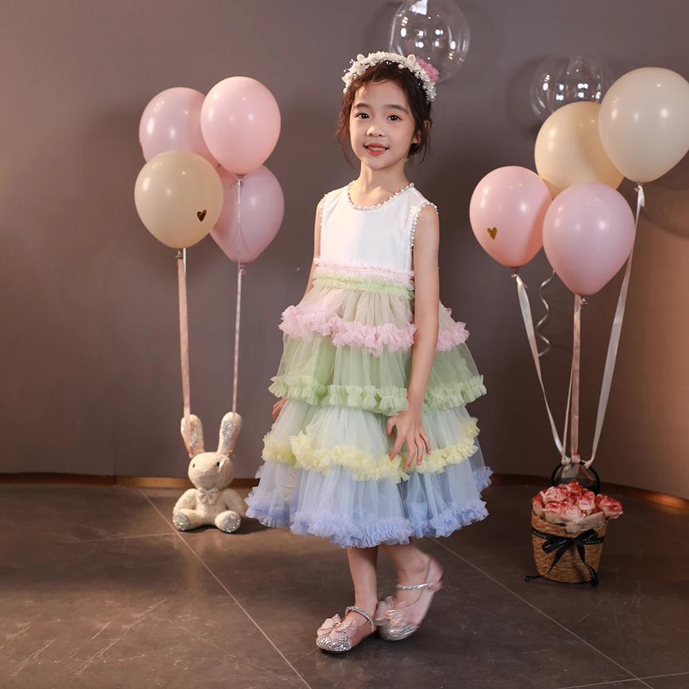 童一密度【彩虹织梦】连衣裙女童春夏新款彩色公主蓬蓬裙蛋糕裙A477