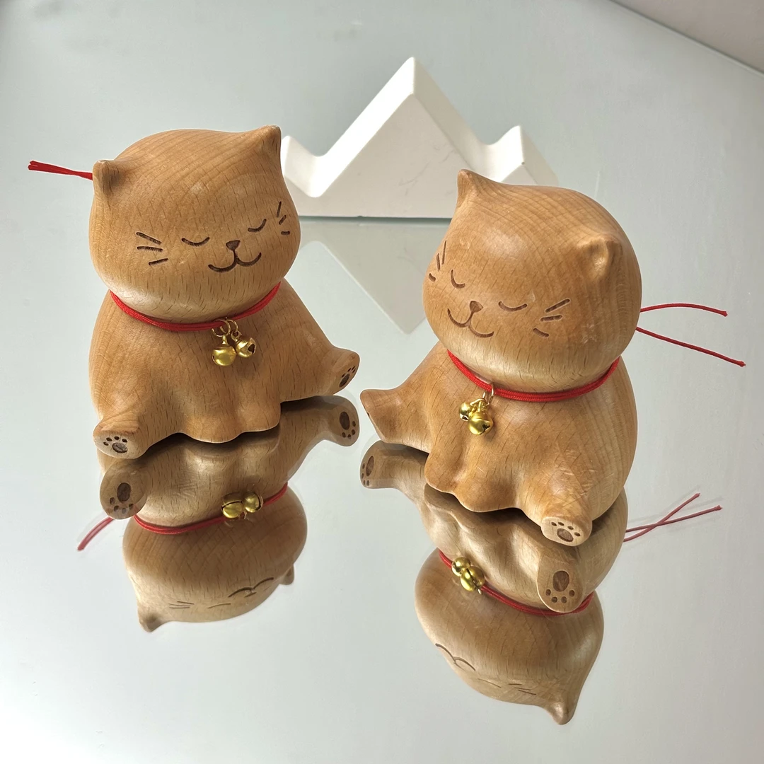 檀木猫摆件面小仙多样性发其一