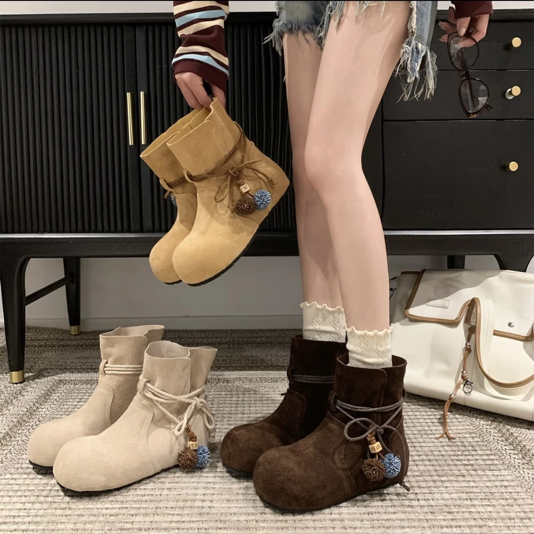 「稳叔」博肯豚靴【增高3-5cm】百搭复古休闲风可爱时尚韩版短靴