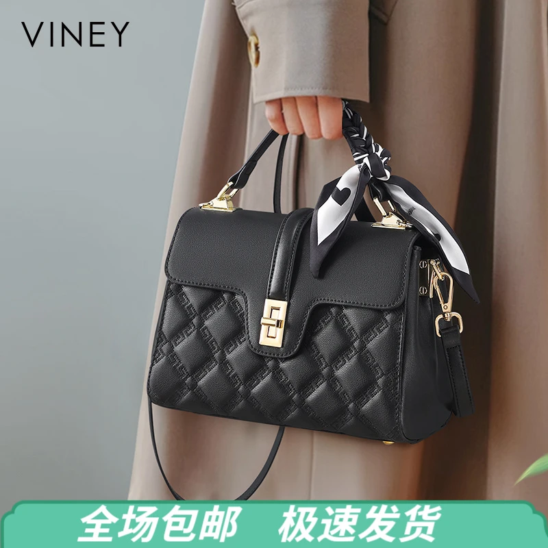 Viney真皮包包女高级感手提百搭单肩小方包生日礼物送女友送老婆