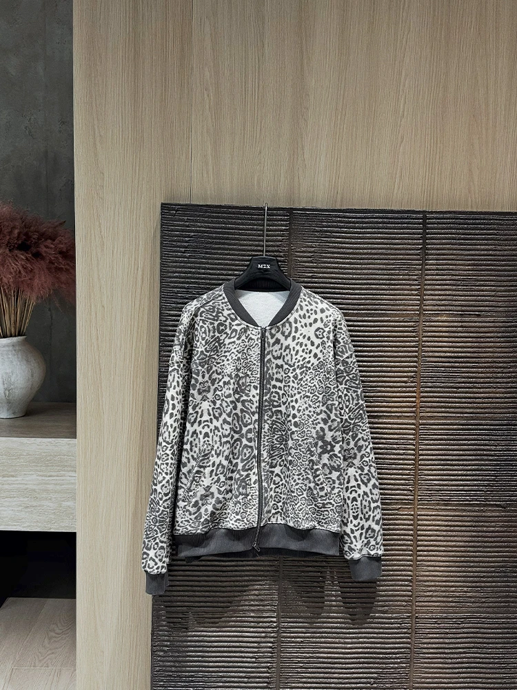 MZX 秋季全棉时尚豹纹拉链长袖棒球领豹纹外套WT10526-C