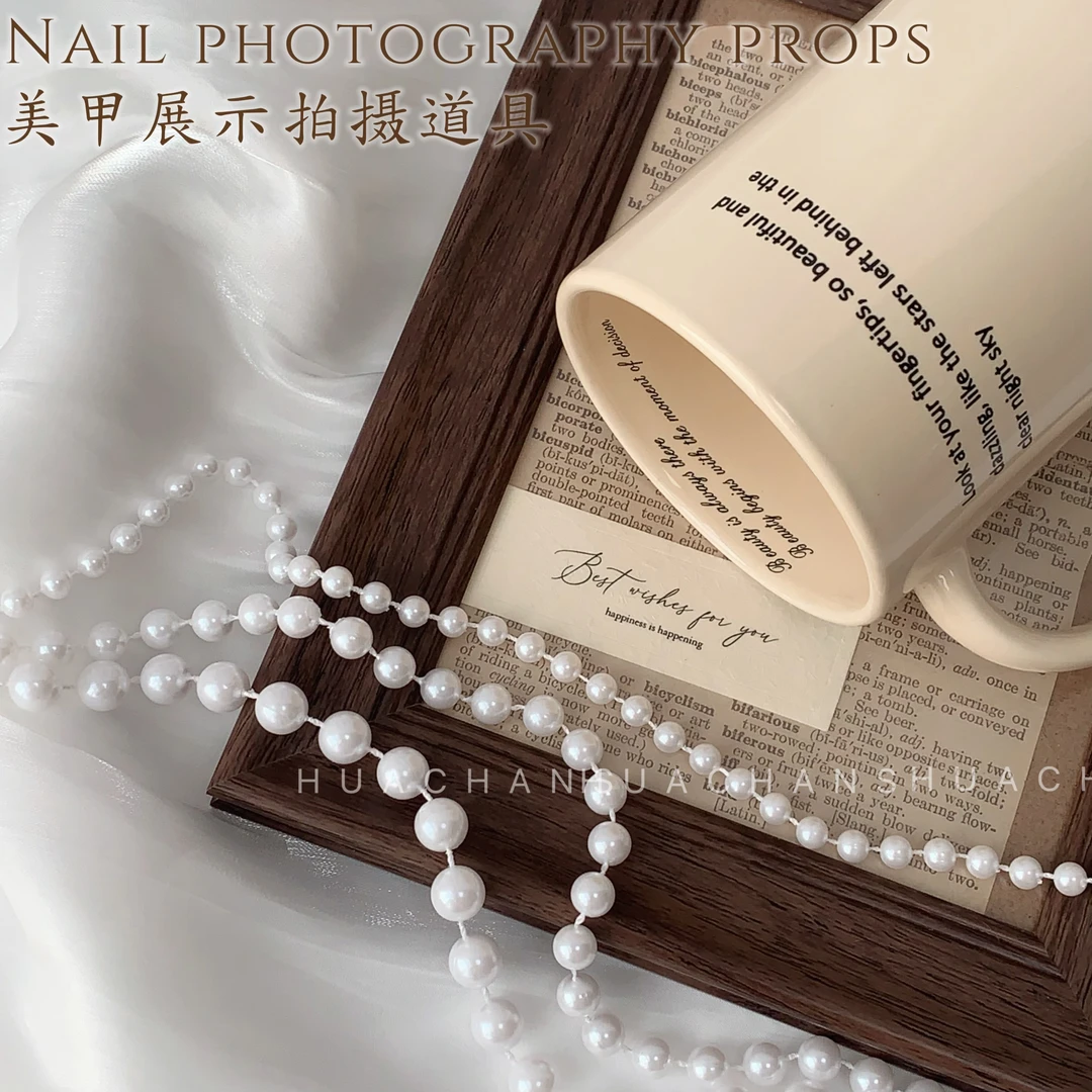 HUACHANS美甲皱纱拍照道具穿戴甲手拿道具珍珠拍摄装饰背景网红款