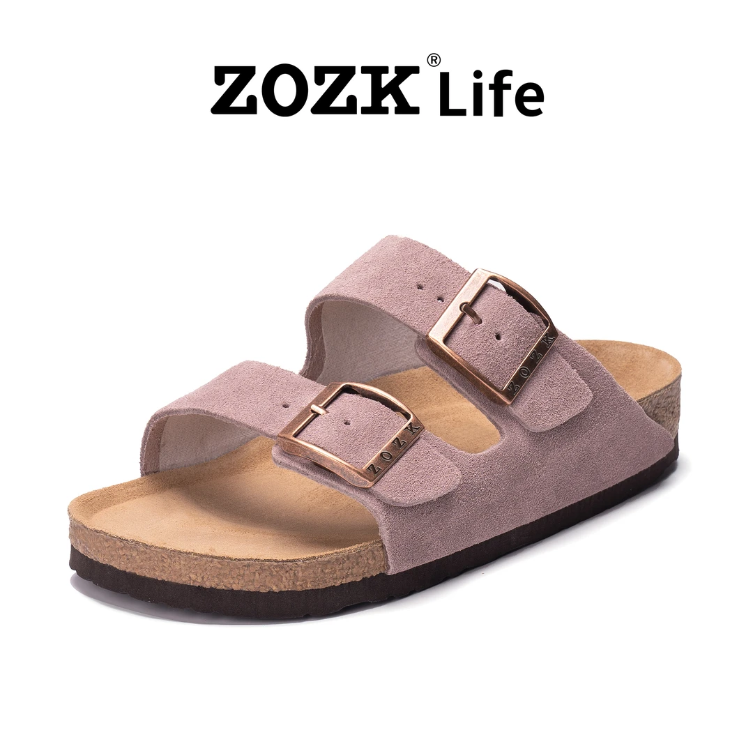 【琥珀流光风】拖鞋女鞋外穿复古牛皮一字拖软木勃肯鞋明星同款百搭