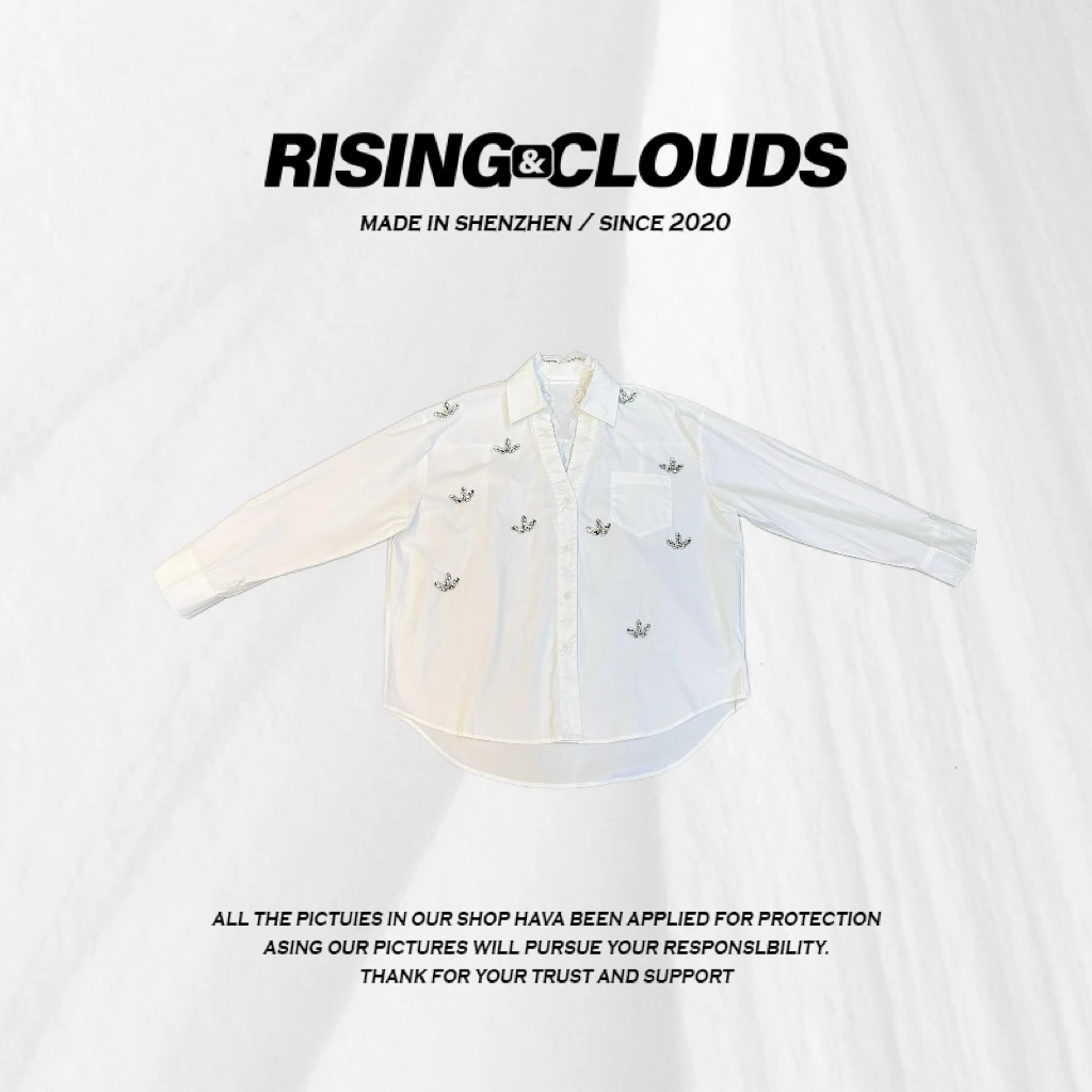 RISING&CLOUDS现【凛玉】显瘦时尚休闲早春舒适钉钻衬衣120364