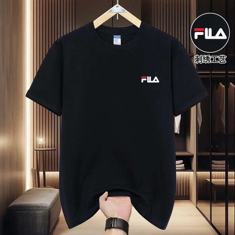 斐家夏季新款男士短袖宽松刺绣情侣半袖美式休闲男款爆款2025新款