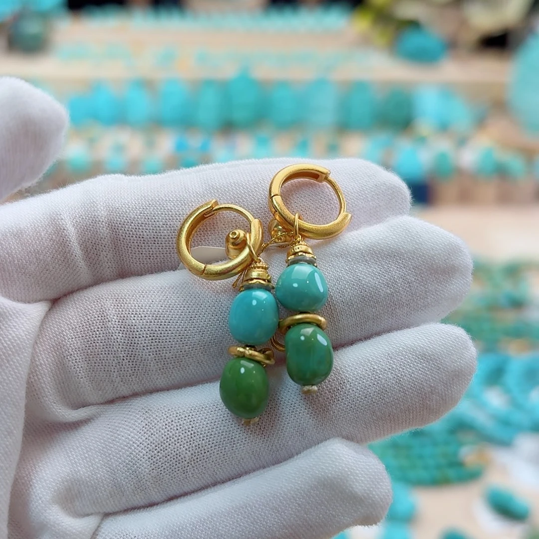 绿松石银S925镀金镶嵌珠宝奇石