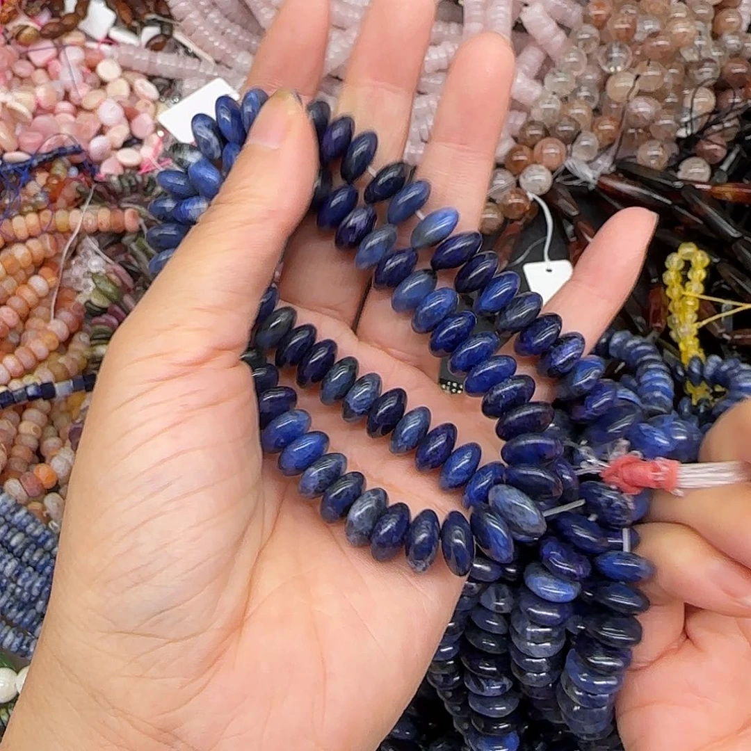 玛瑙/玉髓合金珠宝半成品蓝纹石算盘10mm一条