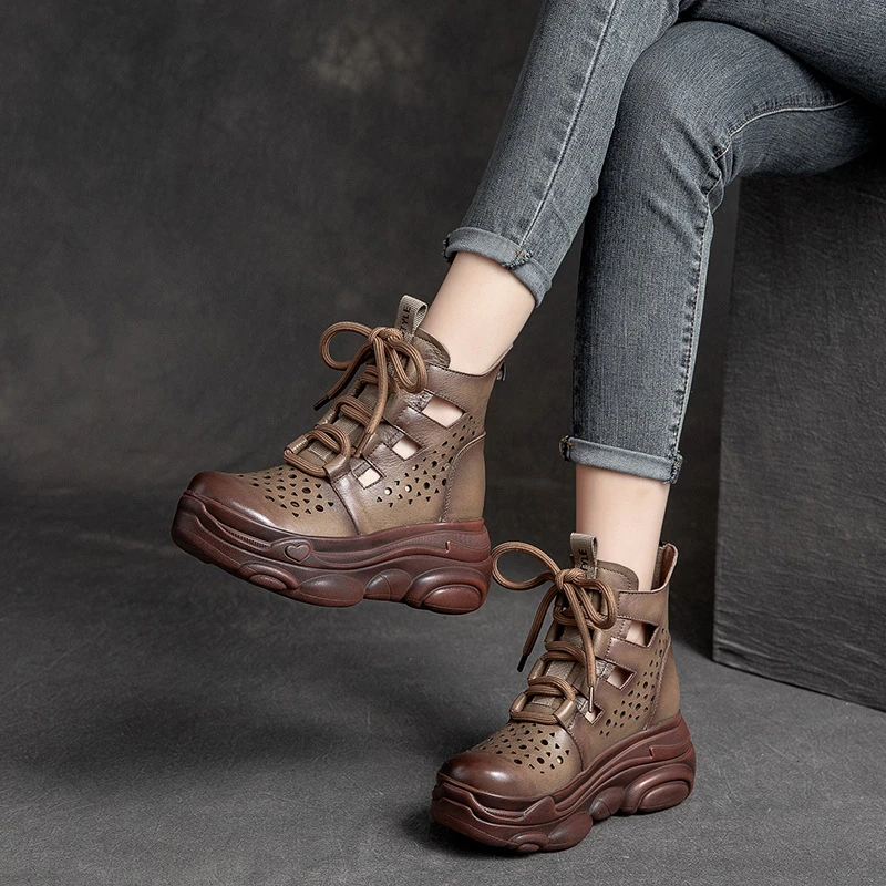 上海杰骤夏季新款厚底圆头擦色复古文艺风马丁靴K4-3088