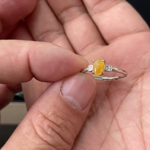 翡翠戒指银S925镶嵌好看