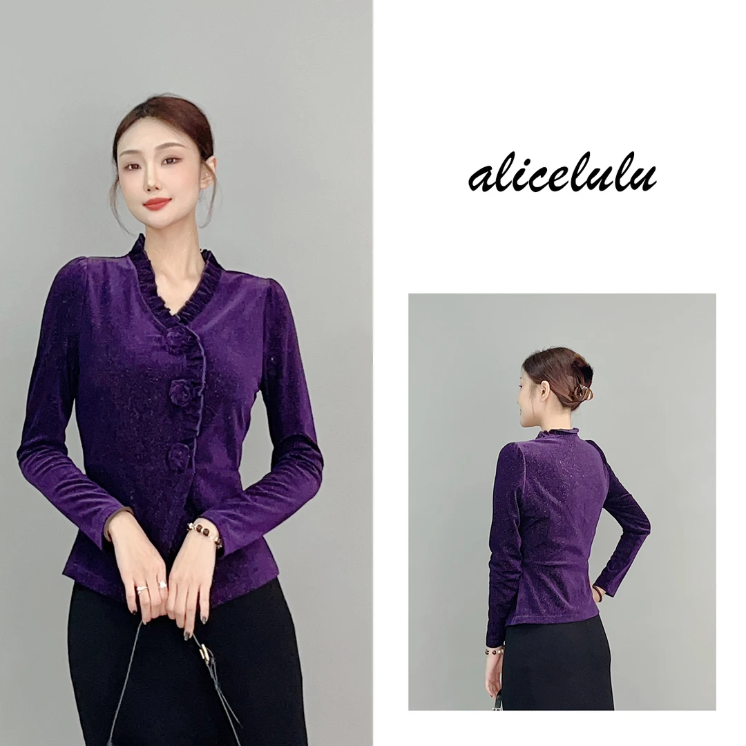 1 ALICE “柔情紫”衬衫 立体花饰 迷人闪耀 S2141700L