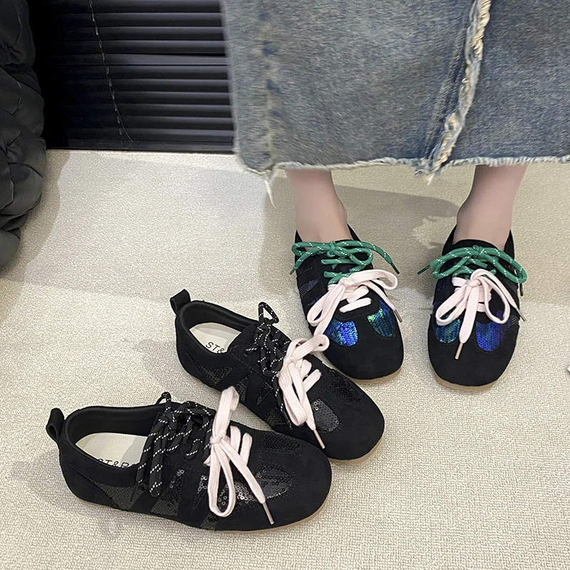 复古德训鞋女2025年秋季新款系带阿甘鞋运动鞋子软底跑步休闲单鞋