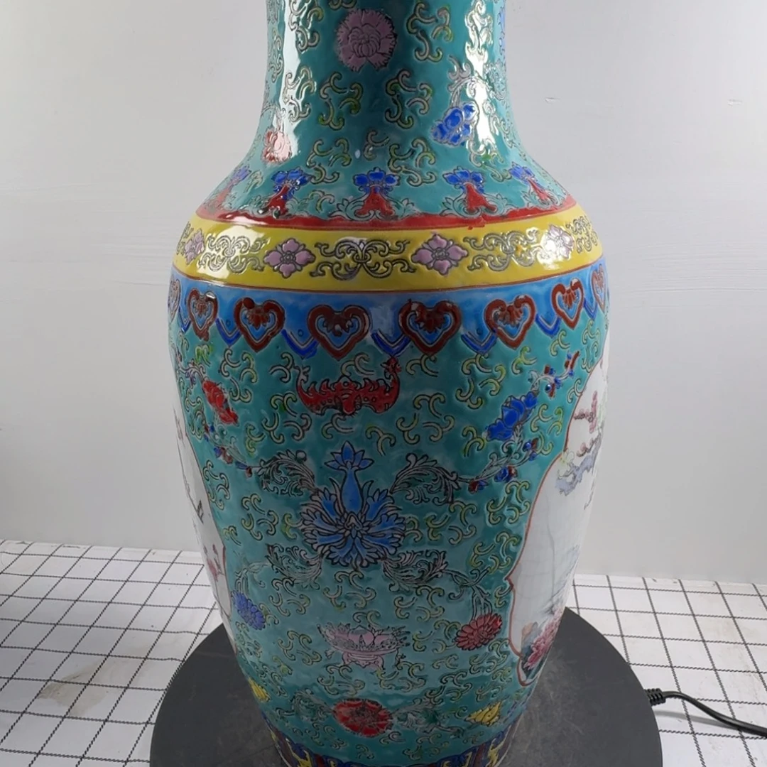 波***瓶粉彩花鸟纹陶瓷瓶