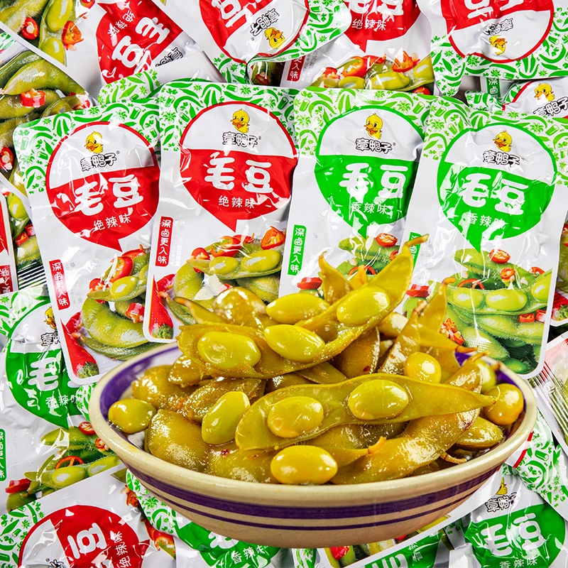 章鸭子毛豆绝辣味香辣味带壳即食酱板毛豆爆味休闲湖南特产零食品