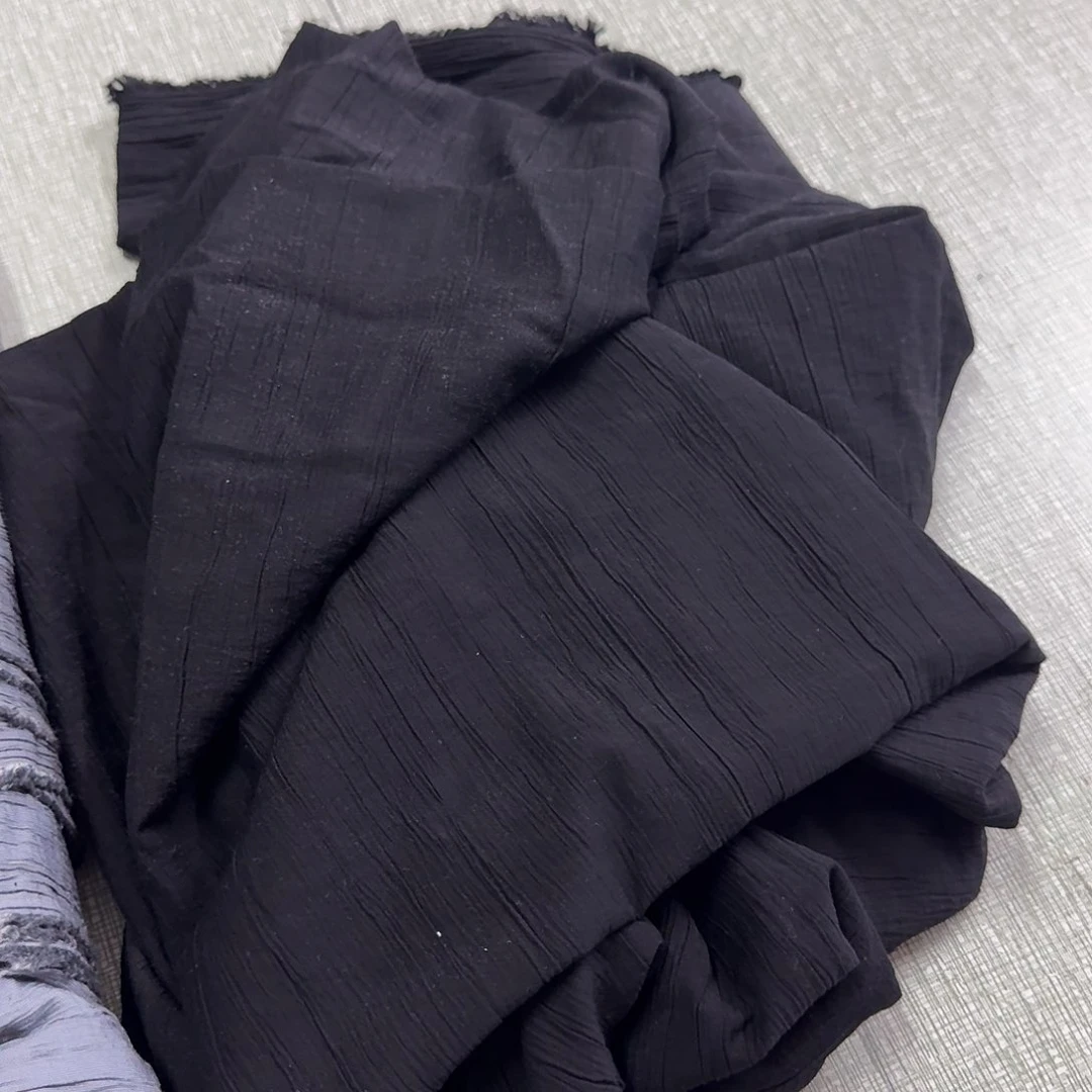 棉34号黑色真丝棉提花三米