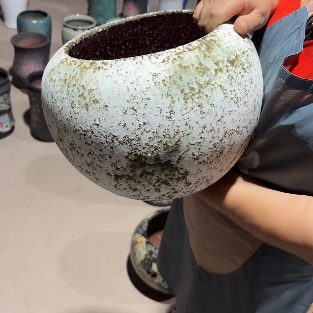 紫砂花盆口21高23