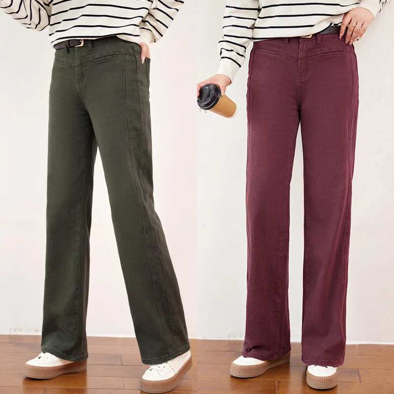 【现货】MsShe大码女装新款高腰阔腿休闲百搭牛仔加长裤子M2312008