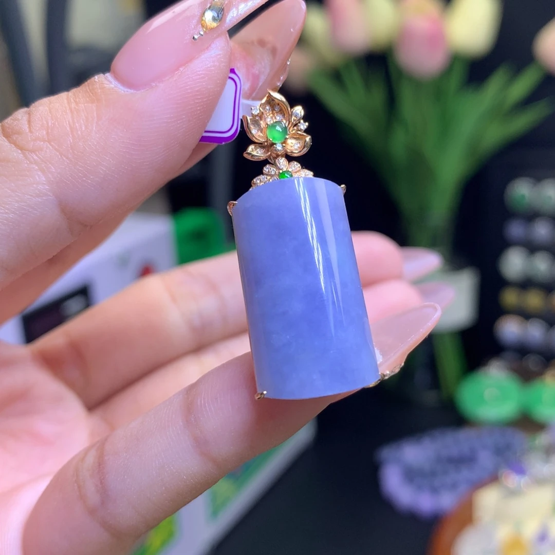 翡翠颈饰18K金镶嵌天然