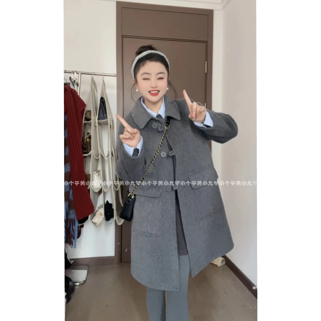 【黄小九定制】大衣秋冬新款韩版毛呢大衣女中长款