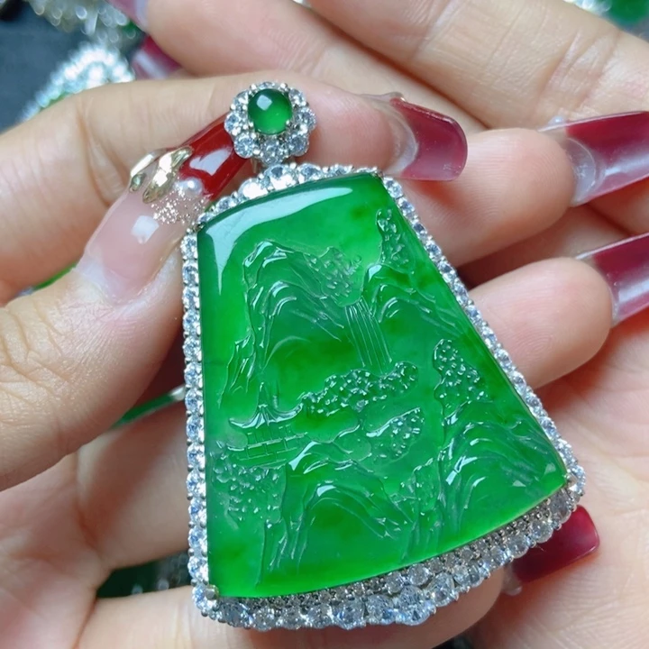 翡翠颈饰银S925镶嵌