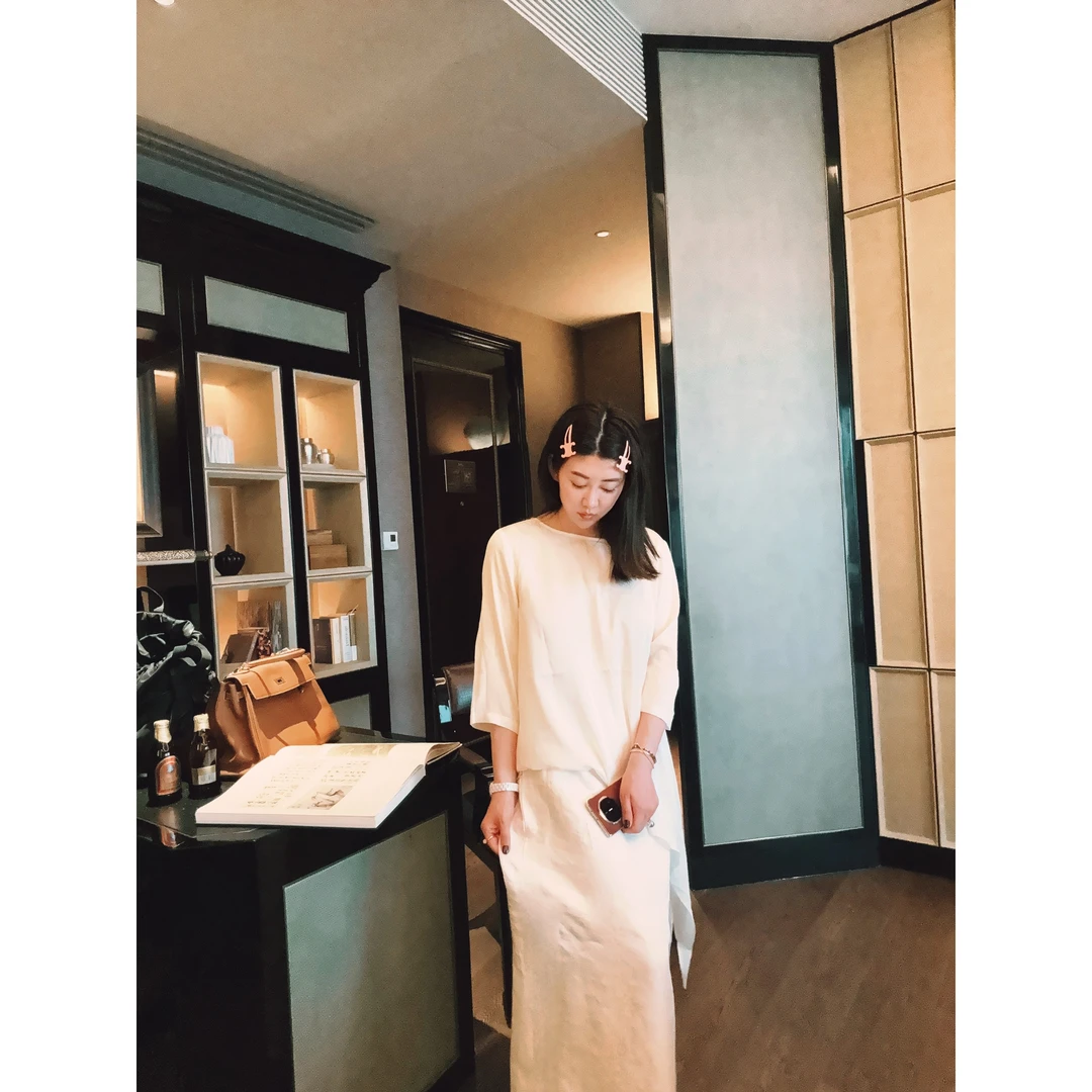 新中式丝麻钻石纹褶皱半身裙