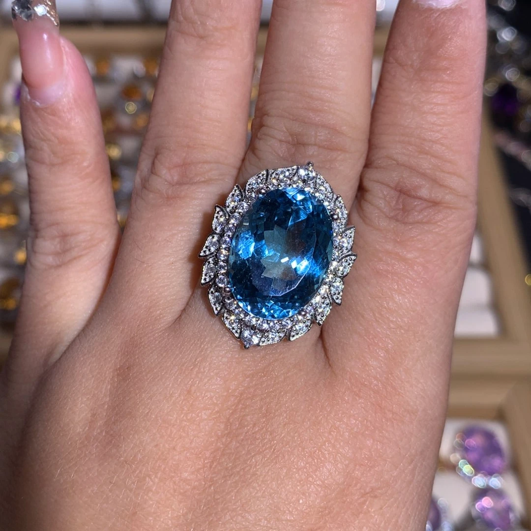 【闪购商品】水晶戒指银S925镶嵌A****?戒指