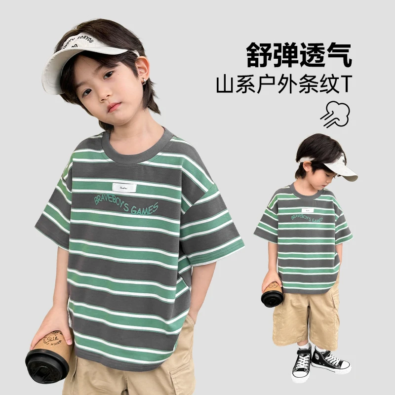 时尚服装海妈家上衣宽松新款纯棉儿童洋气短袖T恤半袖透气衣服中