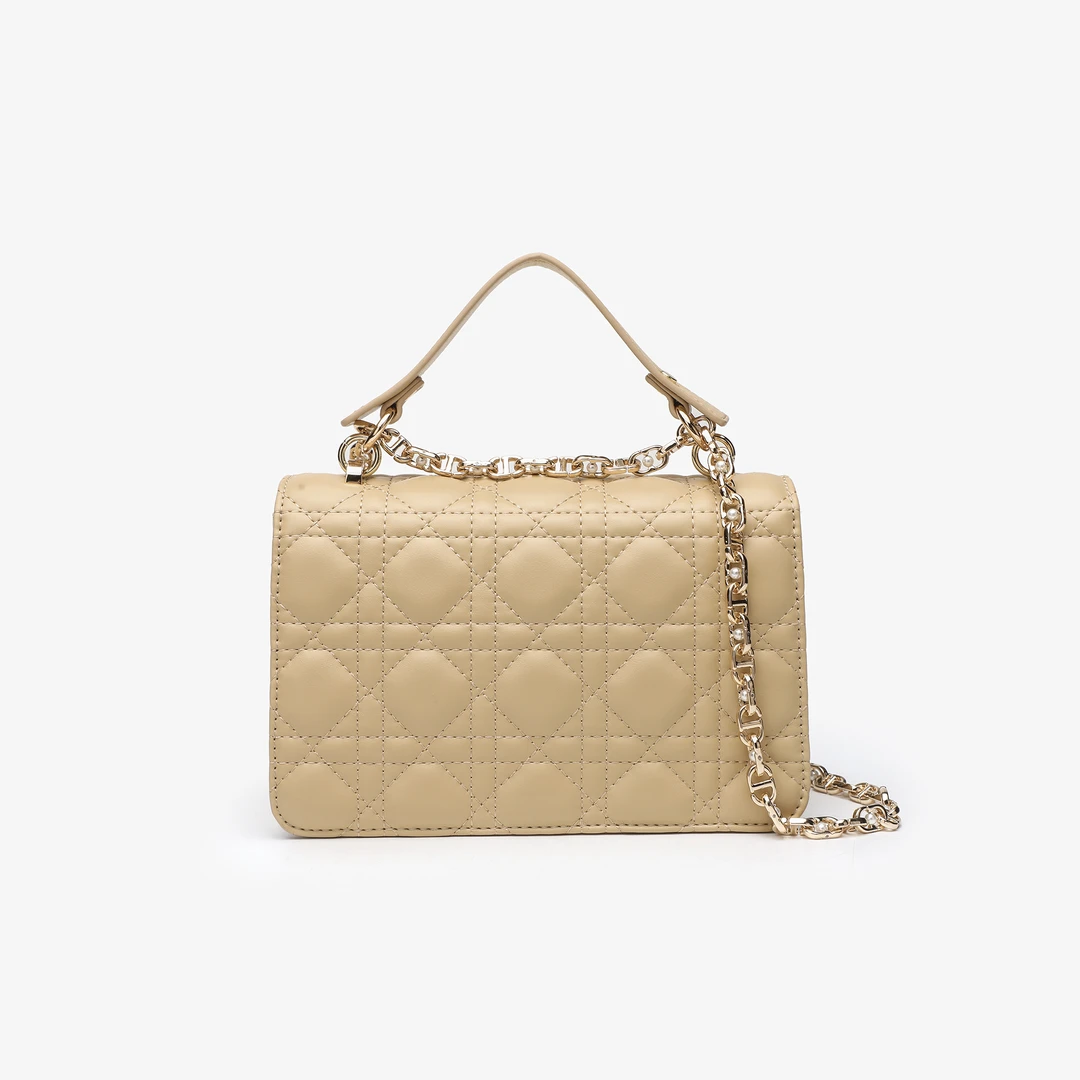 卡尔 蔻斯菱格珍珠链条手提包RC-25505-奶茶色