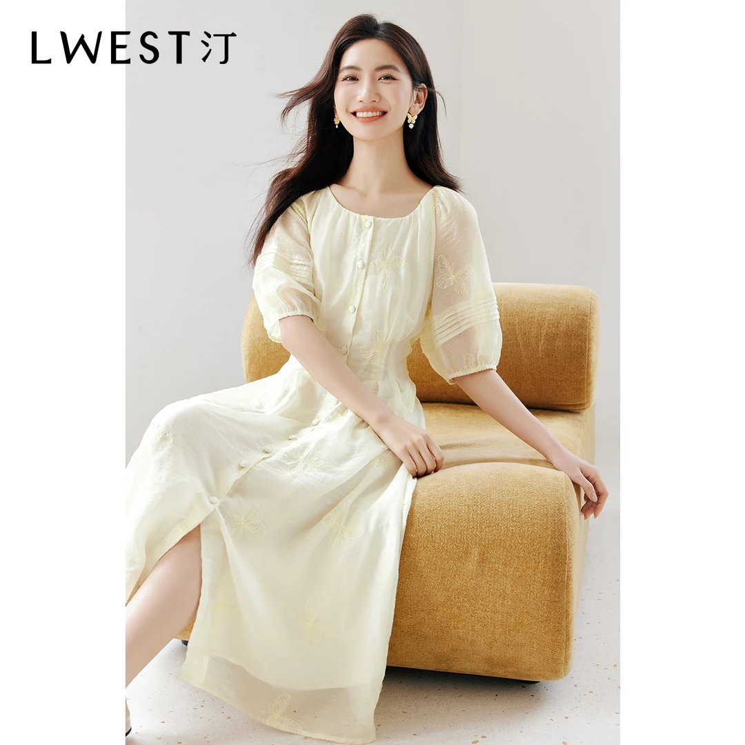 【备用链接】朗文斯汀优雅蝴蝶结刺绣法式连衣裙DTYL4204C03127