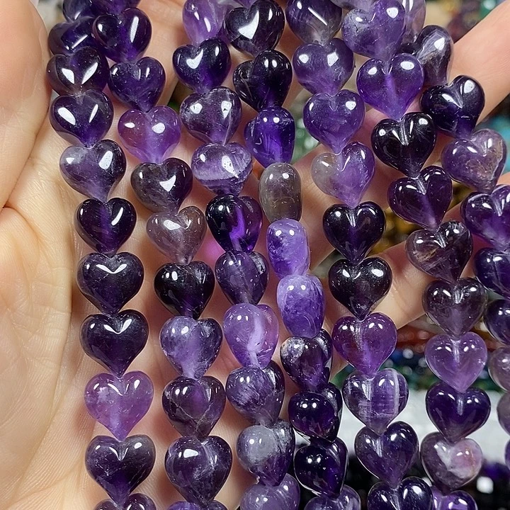 玛瑙/玉髓未镶嵌珠宝半成品天然紫水晶屁桃卡12mm15颗