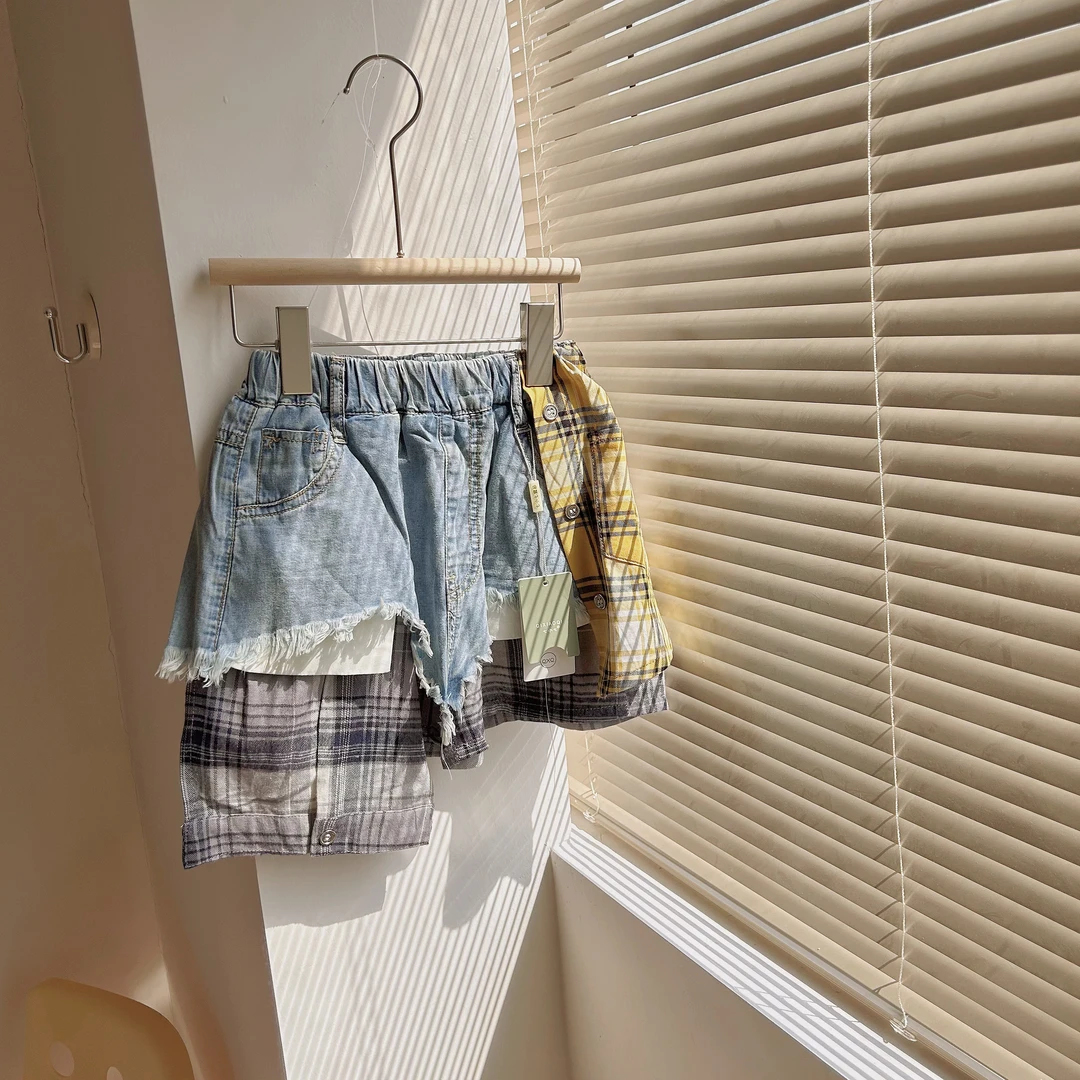 M603 女童 女宝宝 夏季 牛仔拼接短裤