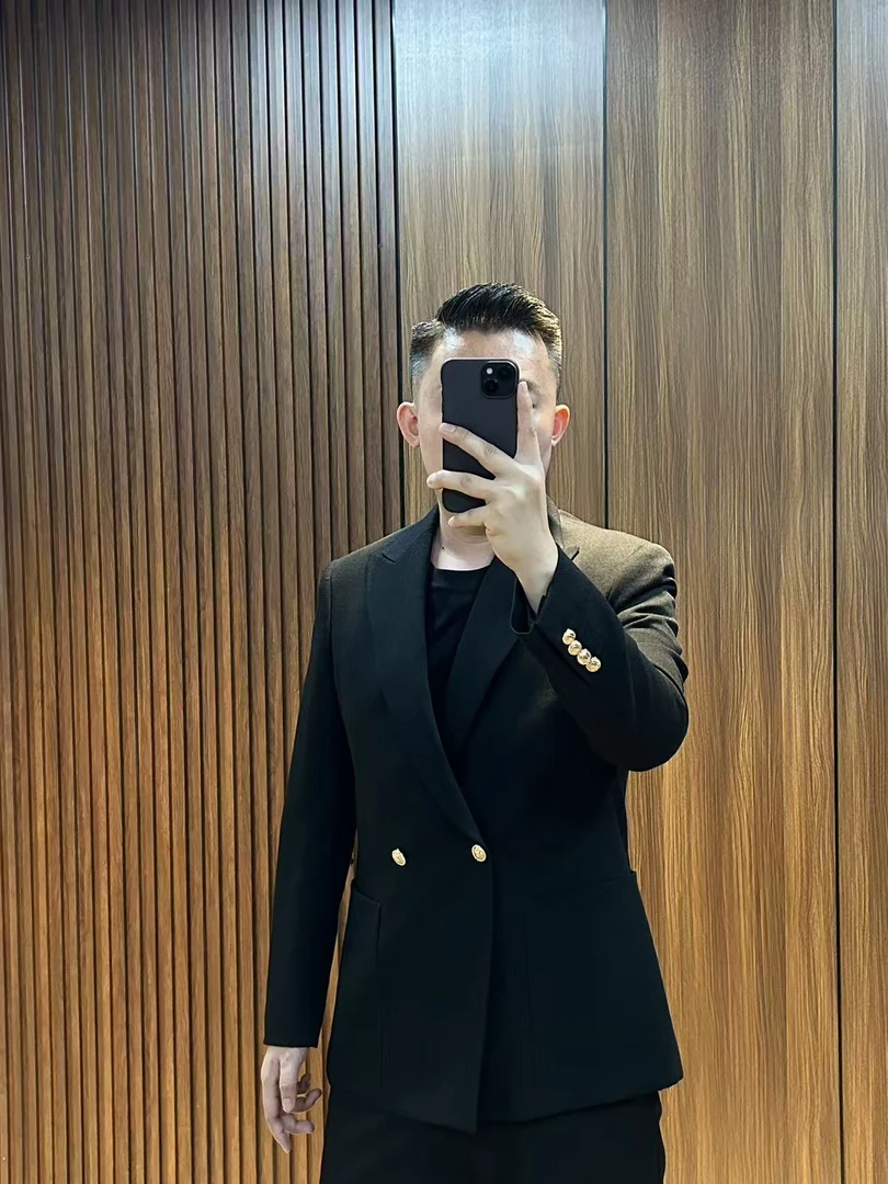 新款男士羊毛混纺秋季西服外套双开叉