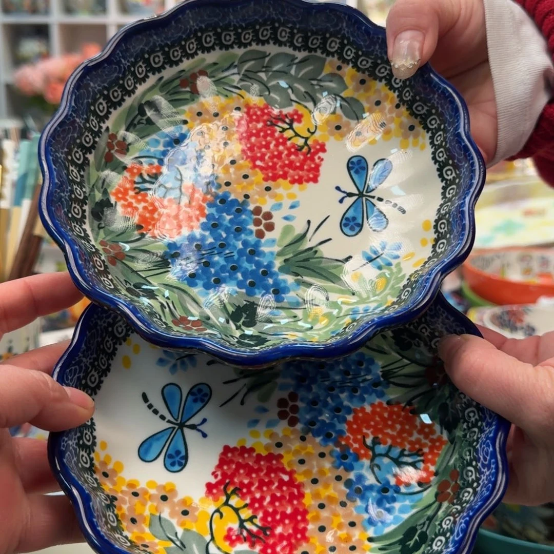 陶瓷6.5英寸蝶恋花花朵盘2只