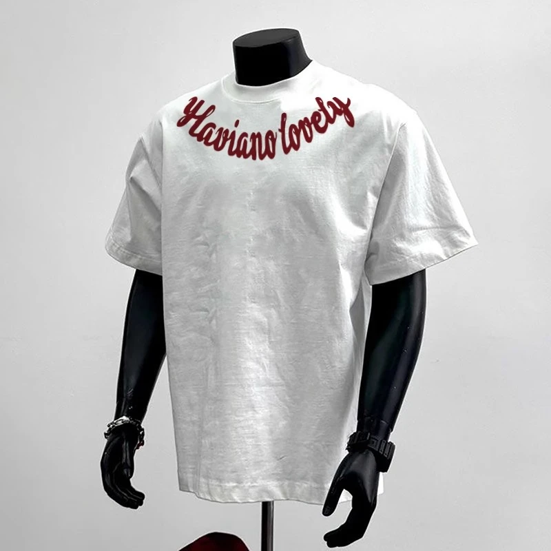 美式高街重磅纯棉字母印花短袖t恤男夏季百搭半袖潮流打底衫上衣