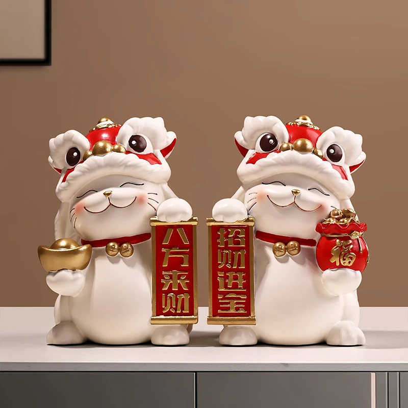 贝汉美醒狮摆件龙年舞狮客厅玄关电视柜家居装饰开业企业年会送礼