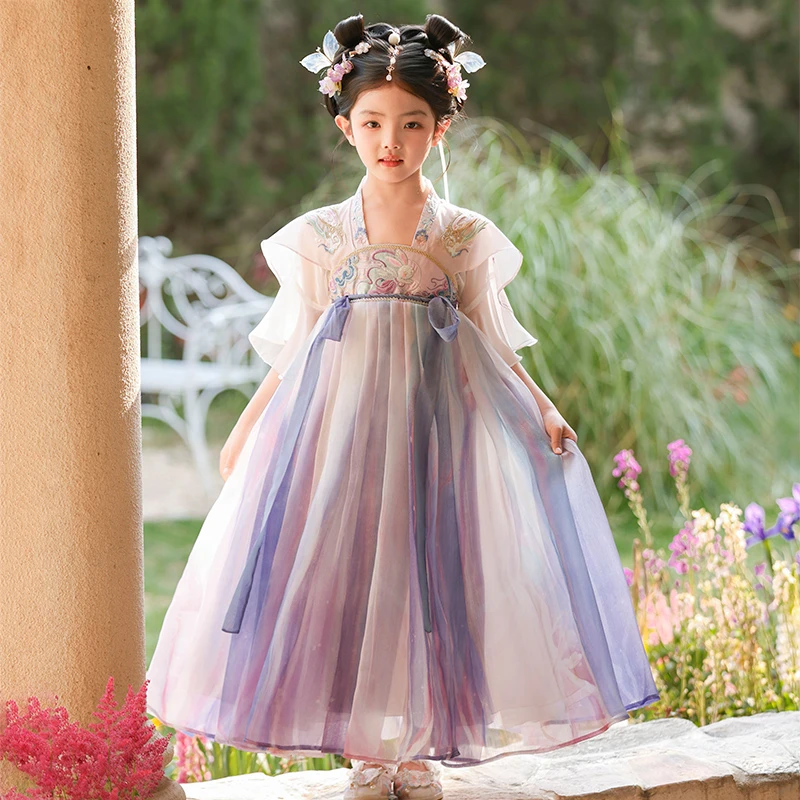 SL3352汉服女童夏款2025新款儿童古装裙子国风小女孩超仙公主裙