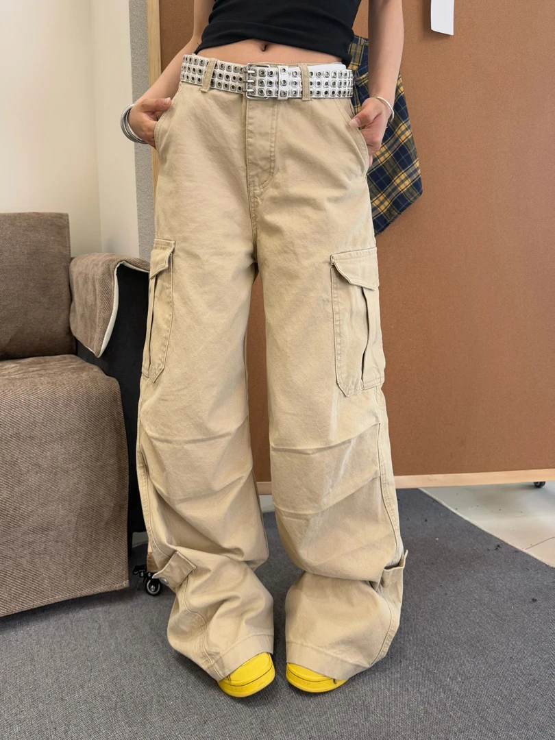 恩恩自制【压褶工装】美式高街vibe夏季宽松显瘦休闲工装阔腿裤