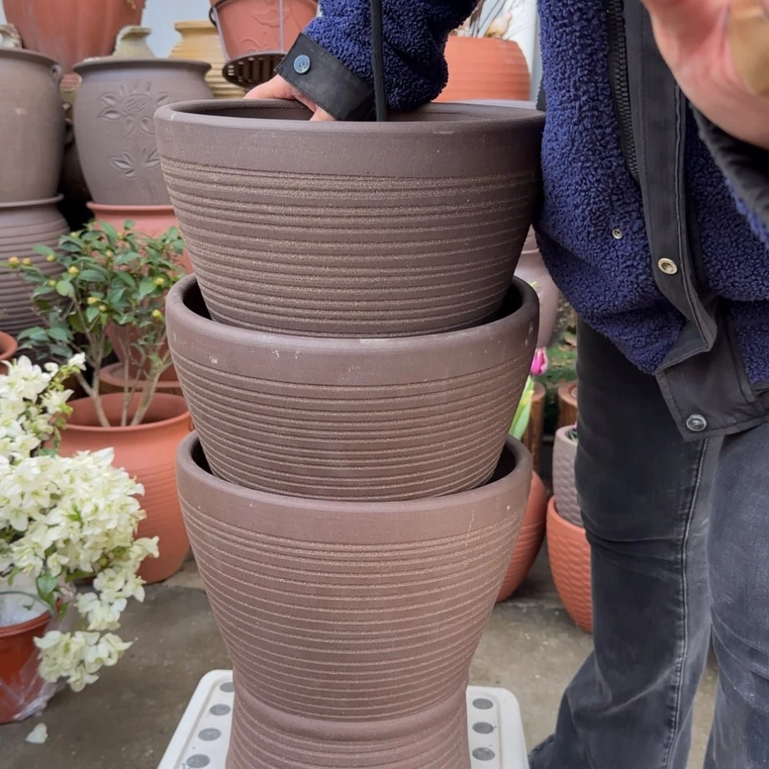 紫砂花盆口30高30宜兴紫砂瑕疵底部火裂