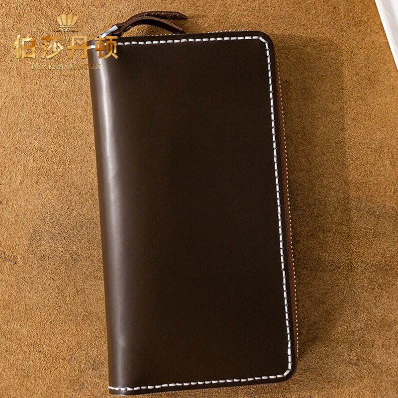 伯莎丹顿真皮男士钱包长款植鞣牛皮多卡位钱夹大容量高档手拿包