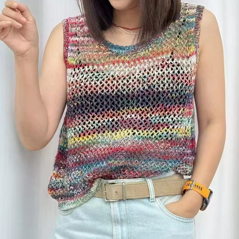 1团50克（敦煌）背心 手染段染多彩棉毛线纯棉线手工编织毛衣