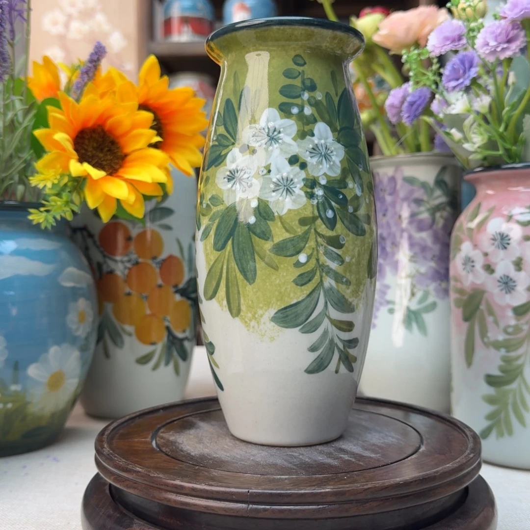 瓶景德镇纯手绘花瓶摆件无孔