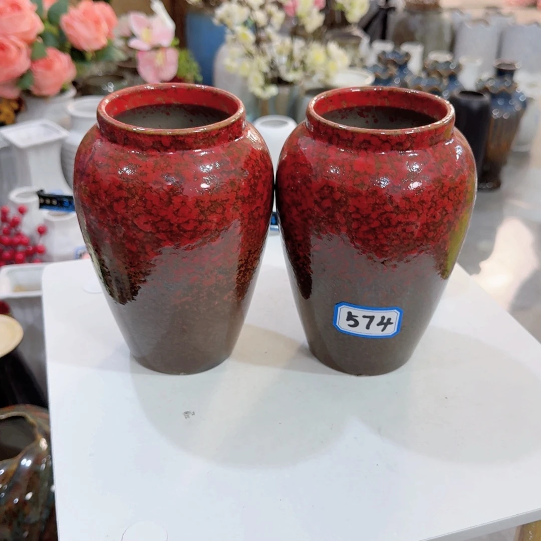 蓝***天574号一对小花瓶高16厘米瑕疵