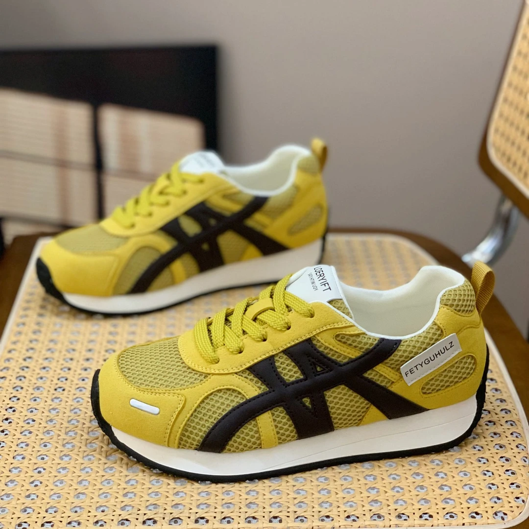 时尚炸街复古德训鞋女2025秋季新款百搭单网镂空透气增高休闲板鞋