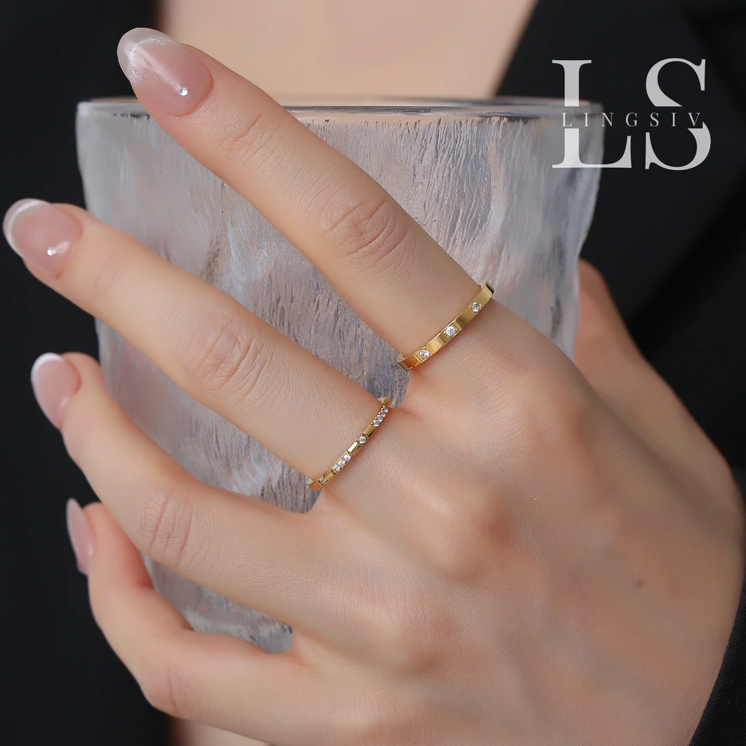 钛钢戒指 ins冷淡风时尚轻奢金色素圈戒指女小众高级感不掉色指环