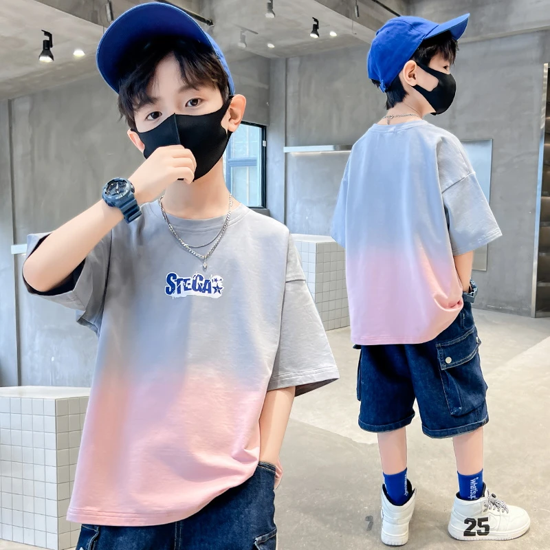 【贝尔熊】纯棉童装男童t恤短袖夏装2025新款儿童夏季上衣夏中大童