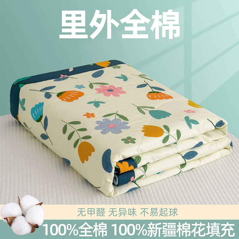 迪士尼A类里外全棉棉花100%夏被春夏秋季家用学生可机洗全棉夏被