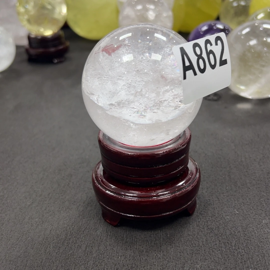 林***2石材天然白水晶球6.9