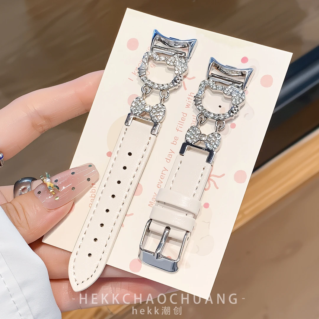 Uososo千金风适用小米手环10表带KT镂空钻猫小米手环9表带高级女