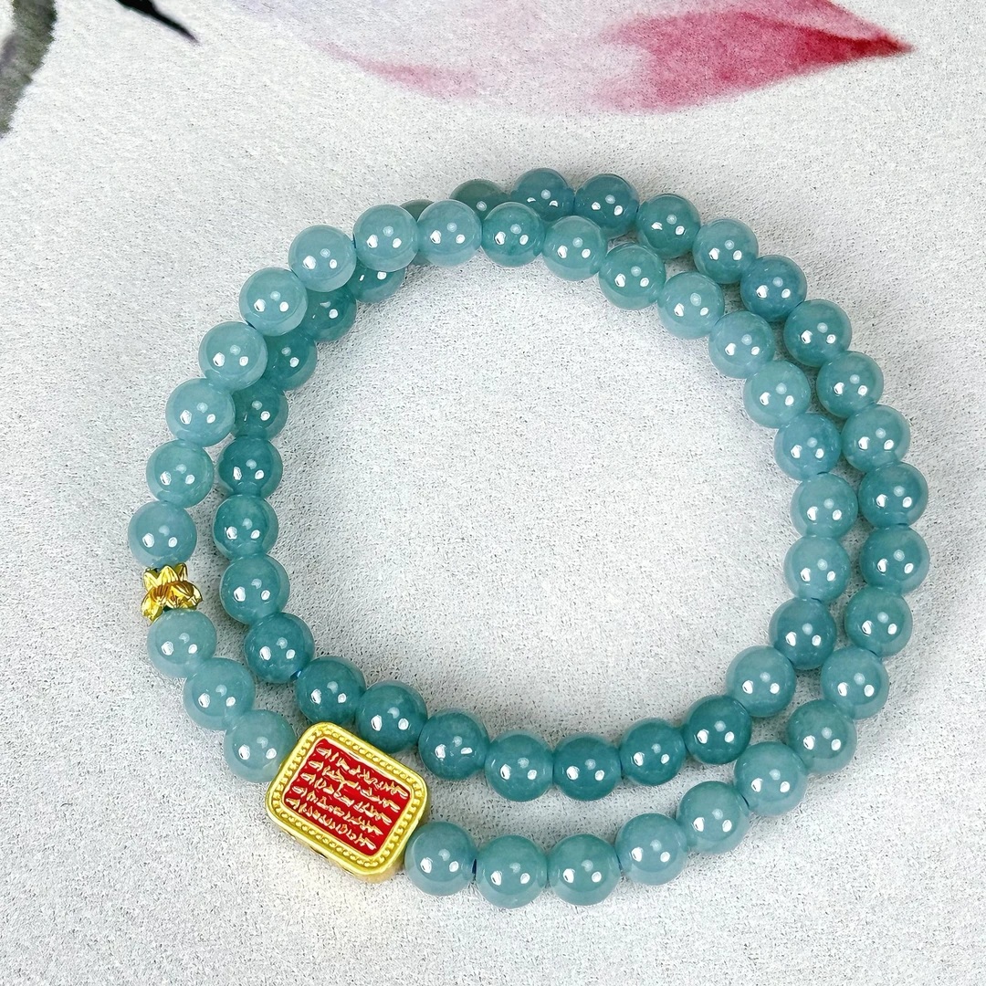 普陀6mm 双圈全蓝水手串 五条纹新中式国风