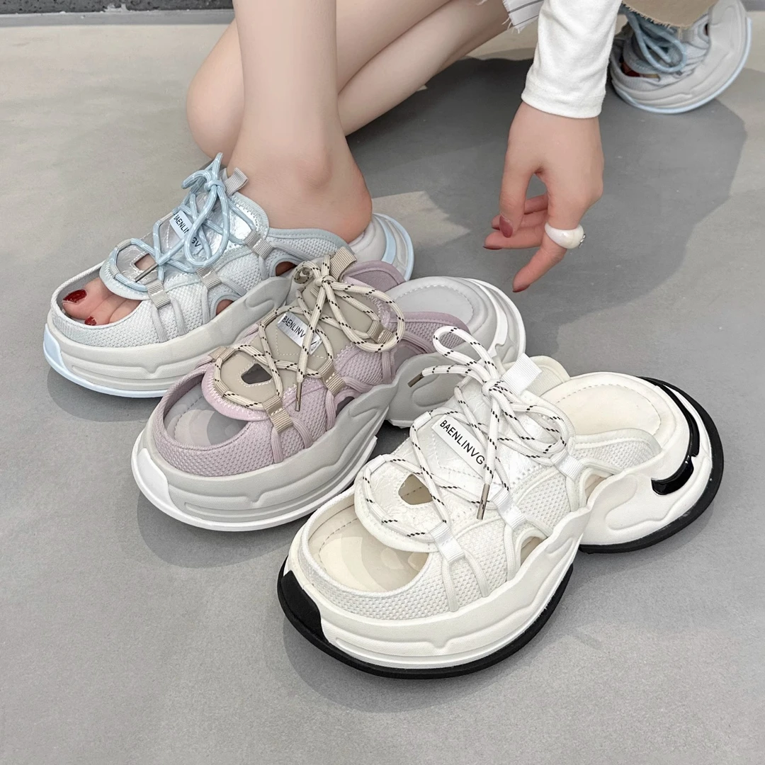 【香港专柜&CUFK】圆头公主风交叉绑带穆勒鞋韩版网红职场休闲风