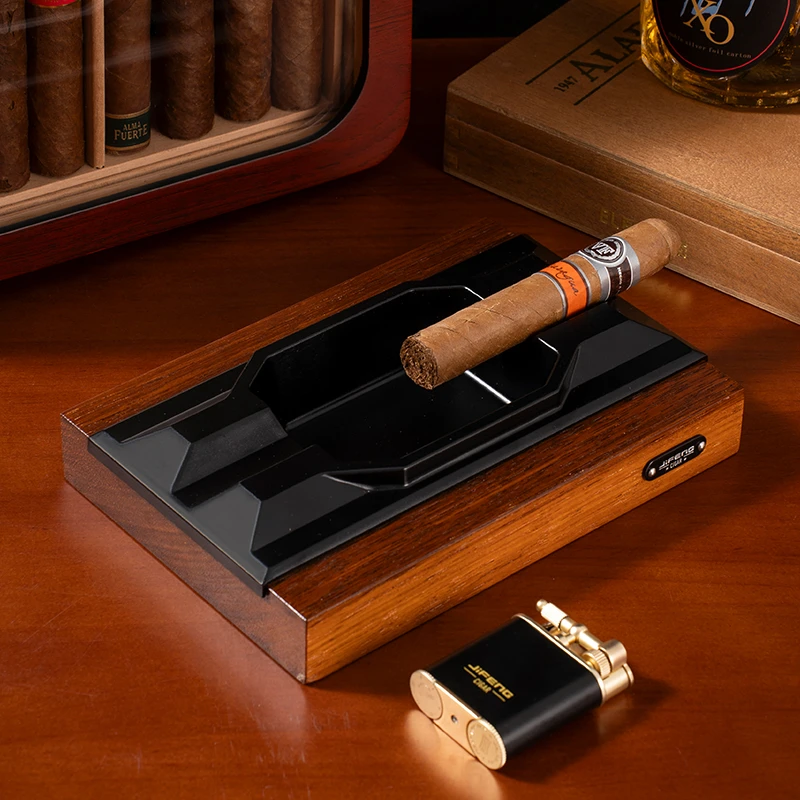 季风菠萝格木高档创意办公室家用实木雪茄专用个性缸铝合金